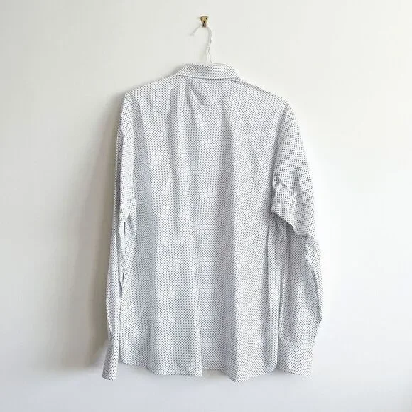 Tommy Hilfiger Mens Dress Shirt Long Sleeve Button Down Polka White Black XL - Picture 2 of 8